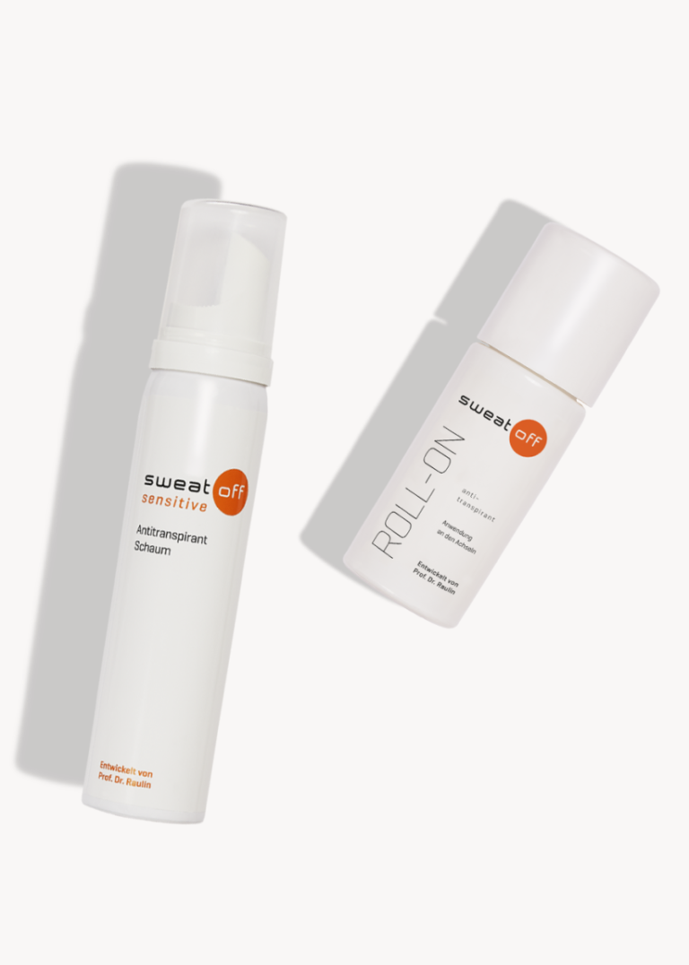 Antitranspirant Schaum liegend neben einem Antitranspirant Roll-On