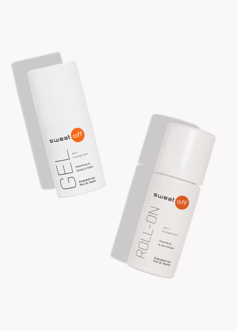 Antitranspirant Gel liegend neben einem Antitranspirant Roll-On