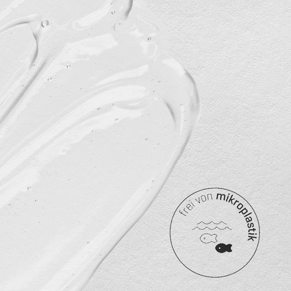 Frei von Mikroplastik Logo mit Konsistenz