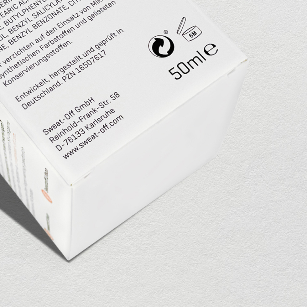 Sweat-Off Verpackungskarton Nahaufnahme
