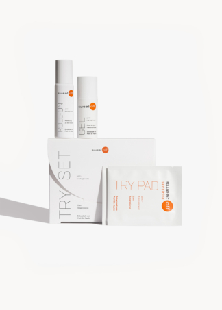 Try Set Schachtel mit zwei Pads, einem mini Roll-On und einem mini Gel